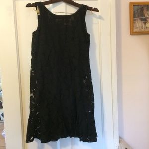 Karen Kane Black Dress Lace Overlay Lined Medium